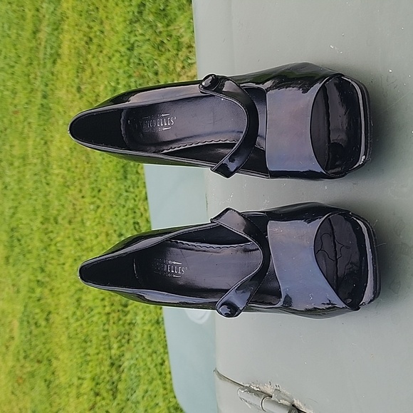 Seychelles Mary Jane Patent Peep Toe Black Heels Size 10 - Picture 2 of 12